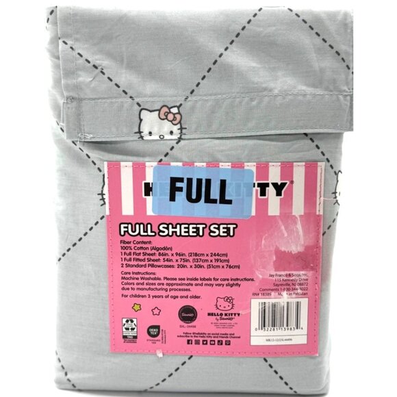 Hello Kitty Full Sheet Set 100% Cotton 4 Pieces Includes 1 Flat Sheet 1 Fitted S - Picture 3 of 3